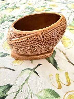 Relpo vintage Brown Textured Ceramic Football Planter